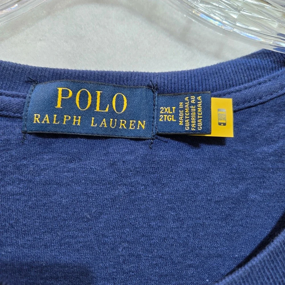 Polo Ralph Lauren T-Shirt Mens 2XLT Navy Blue Polo Bear Summer Graphic Tee #1066